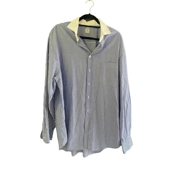 Peter Millar Men's Blue & White Striped Long Sleeve Button Down Shirt Size XL - Picture 1 of 5